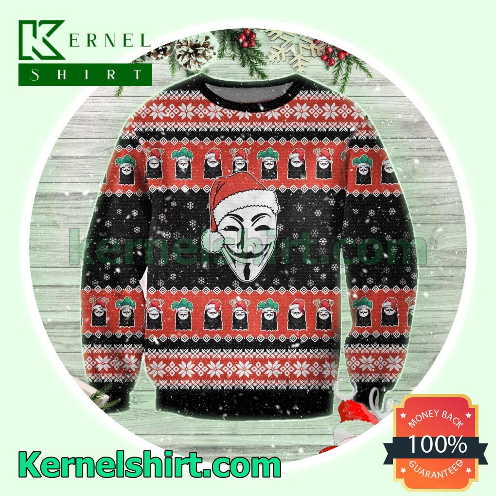 V For Vendetta Horror Poster Xmas Knitted Sweaters