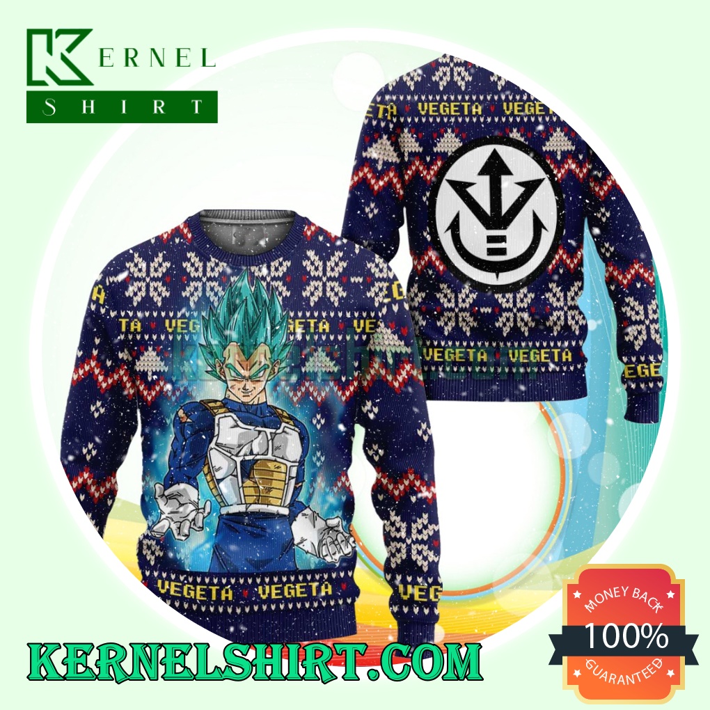 Vegeta Blue Dragon Ball Z Manga Anime Knitting Christmas Sweatshirts