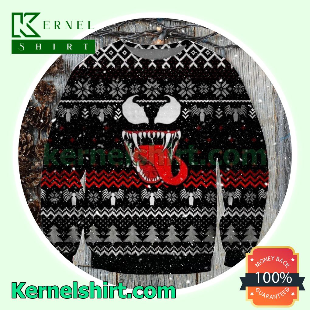 Venom And Spider Snowflake Knitted Christmas Sweatshirts