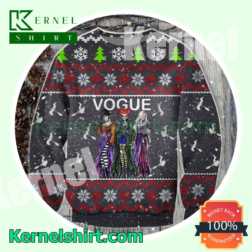 Vogue Hocus Pocus Witches Snowflake Knitted Christmas Sweatshirts