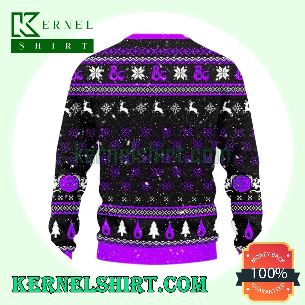 Warlock Fear Me Or Die D20 Dungeons Xmas Knit Sweaters a
