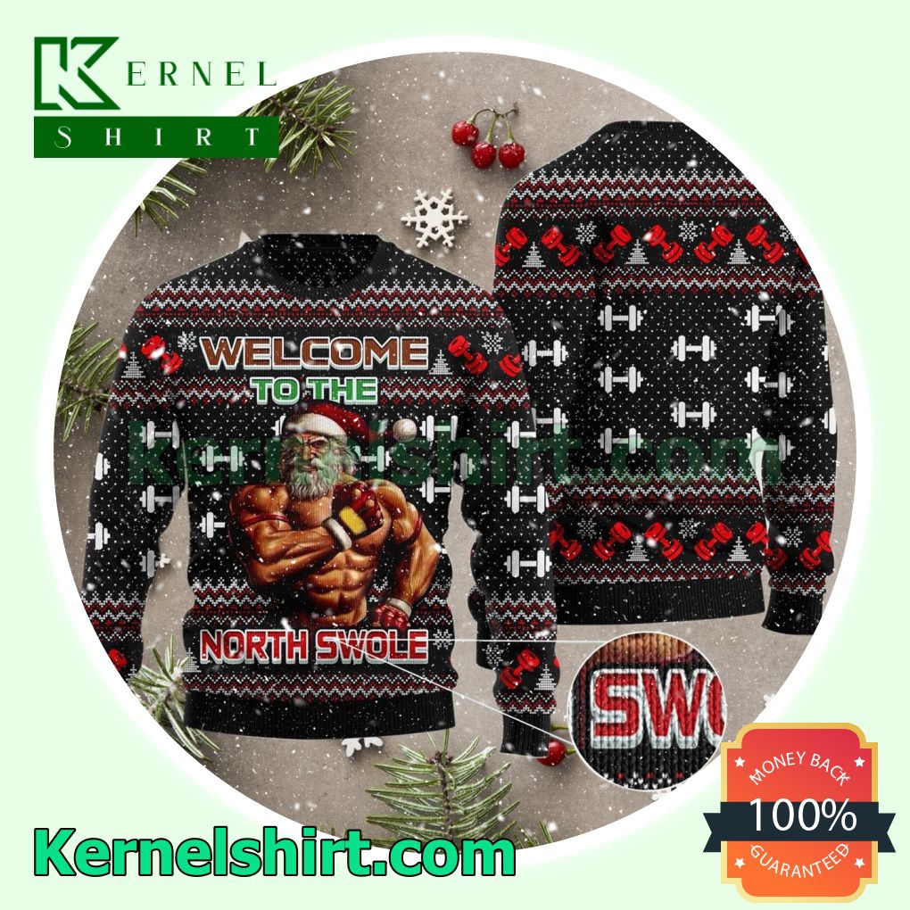 Welcome To The North Swole Gym Santa Xmas Knitted Sweaters