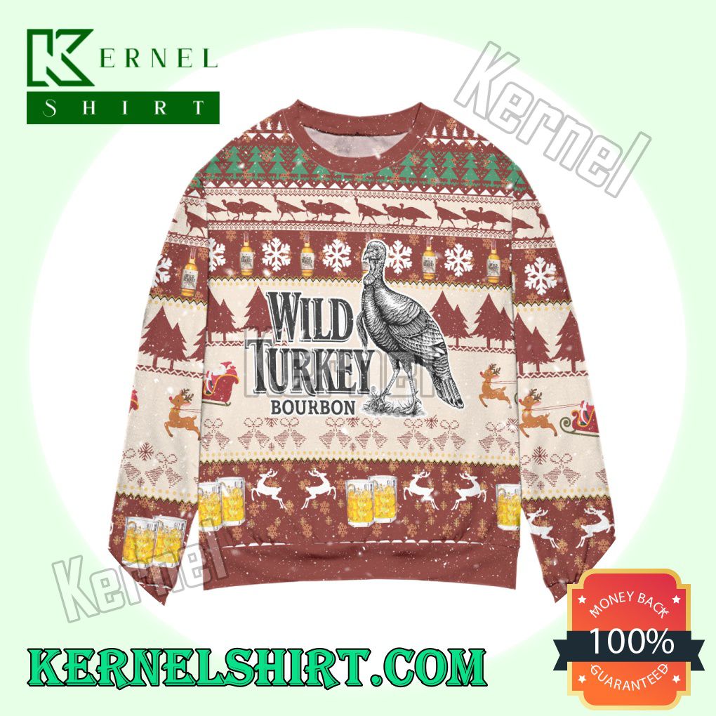 Wild Turkey Bourbon Snowflake Knitted Christmas Sweatshirts