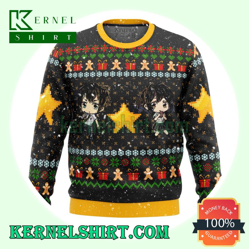 Your Name Kimi No Na Wa Chibi Premium Manga Anime Knitting Christmas Sweatshirts