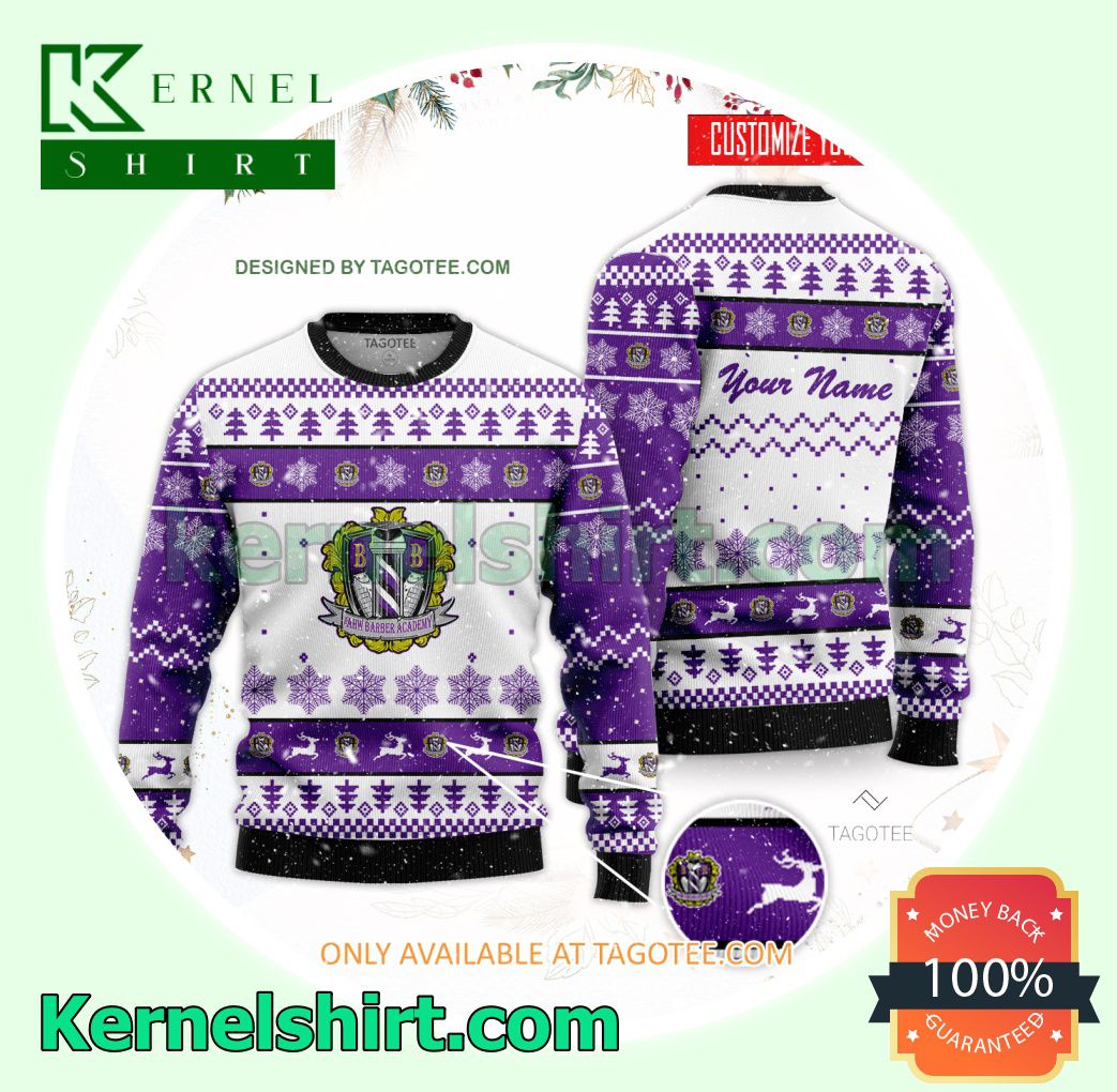 Adrian H. Wallace Barber Academy Logo Xmas Knit Sweaters