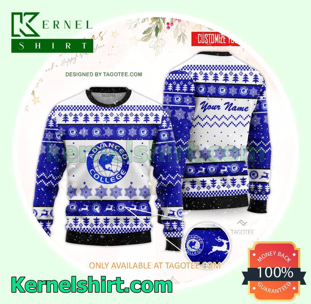 Advanced College Logo Xmas Knit Sweaters