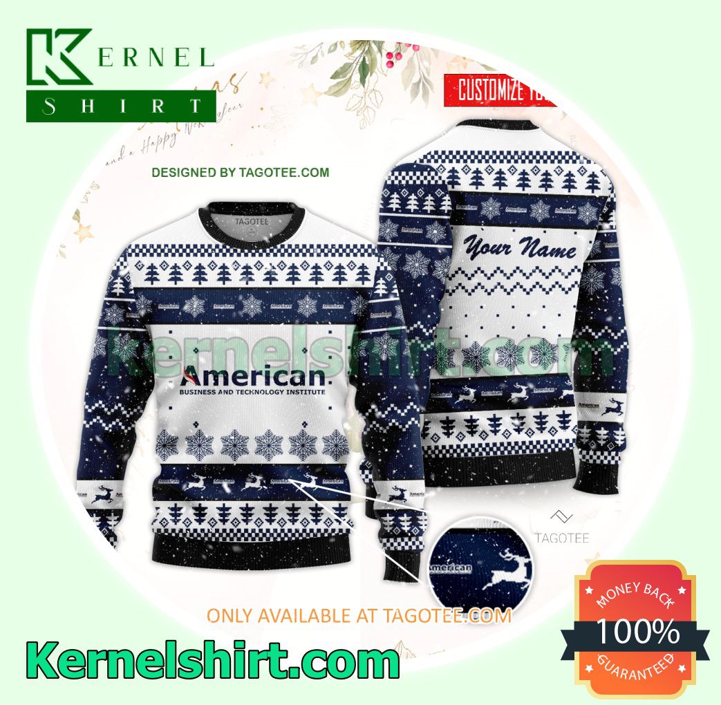 American Business and Technology University Logo Xmas Knit Sweaters