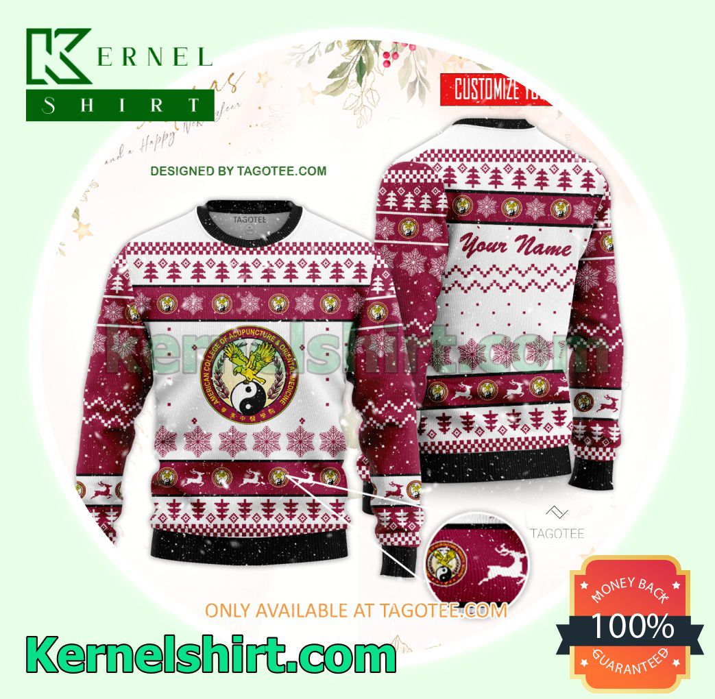 American College of Acupuncture and Oriental Medicine Logo Xmas Knit Sweaters