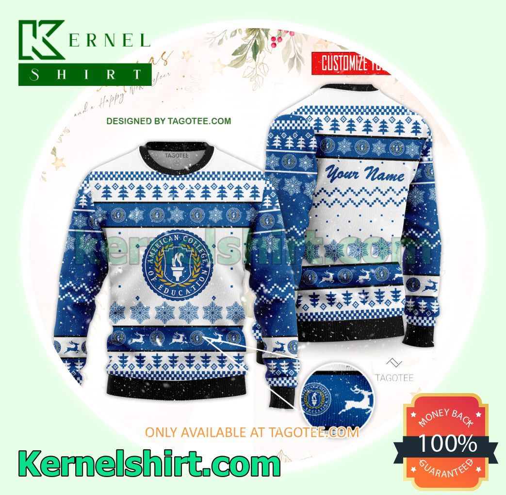 American College of Education Logo Xmas Knit Sweaters