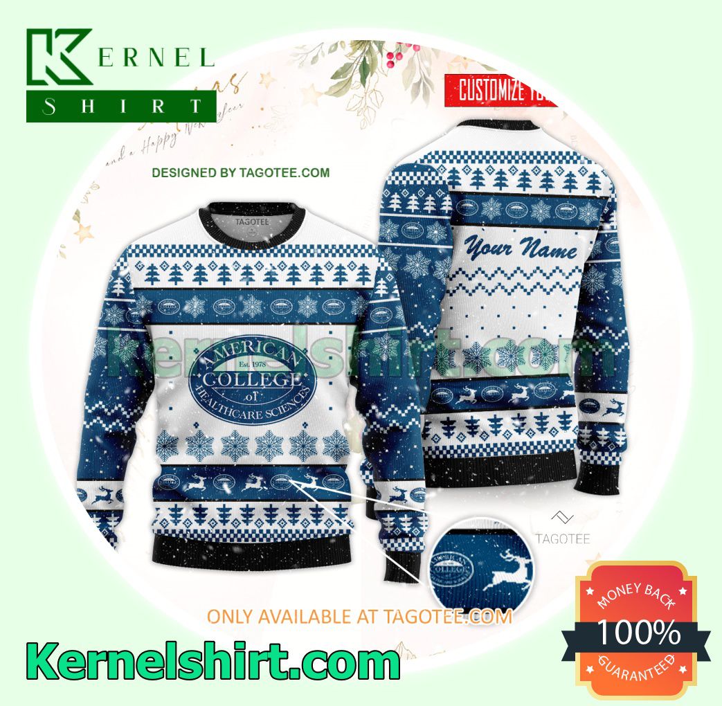 American College of Healthcare Sciences Logo Xmas Knit Sweaters