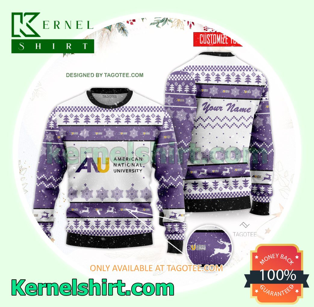 American National University Logo Xmas Knit Sweaters