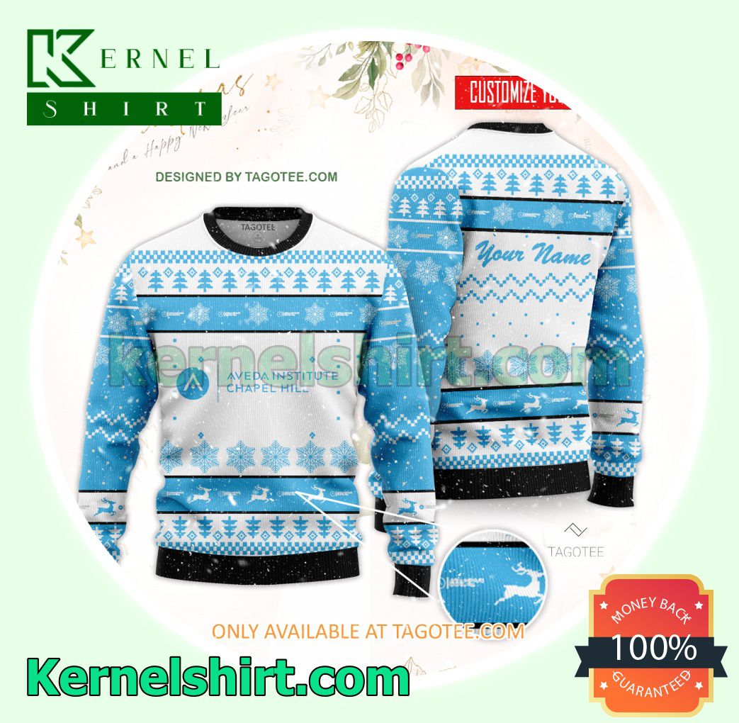Aveda Institute-Chapel Hill Logo Xmas Knit Sweaters