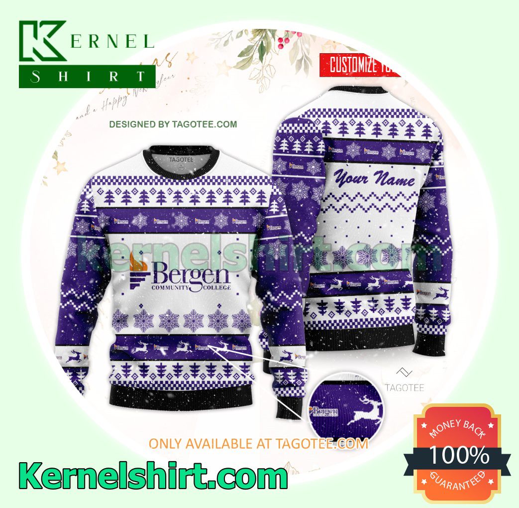 Bergen Community College Logo Xmas Knit Sweaters