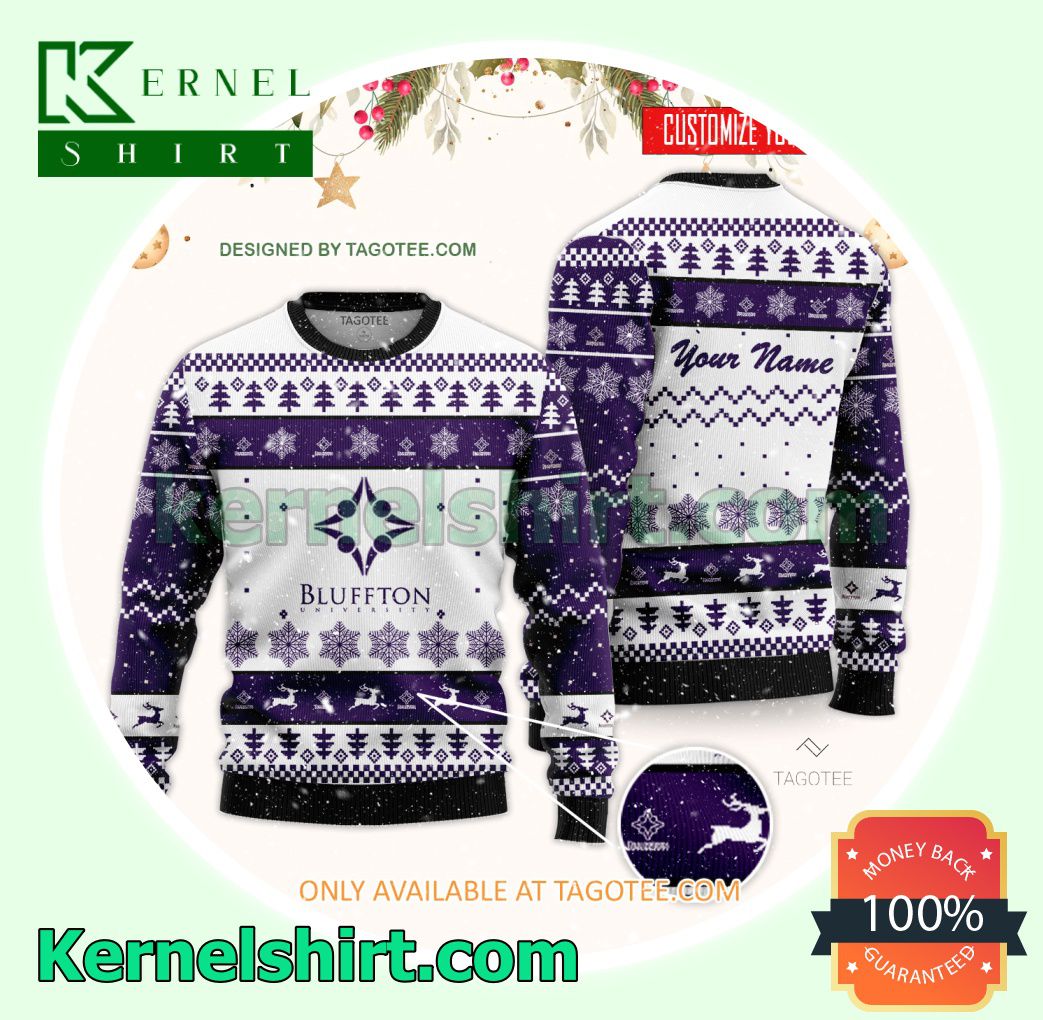 Bluffton University Logo Xmas Knit Sweaters