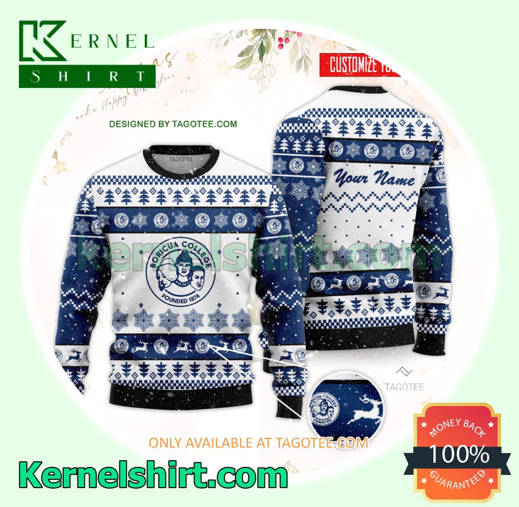 Boricua College Logo Xmas Knit Sweaters