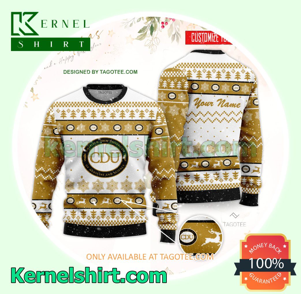 Charles R Drew University of Medicine and Science Logo Xmas Knit Sweaters