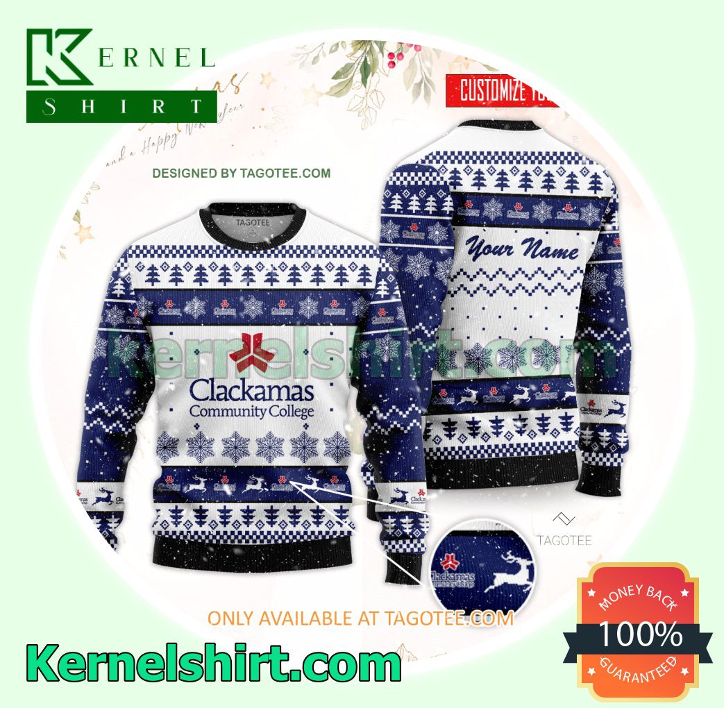 Clackamas Community College Logo Xmas Knit Sweaters