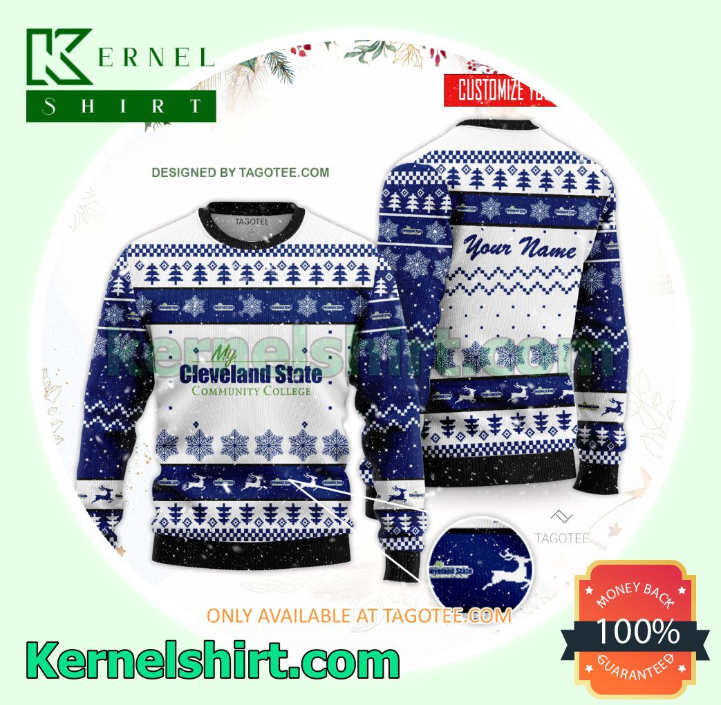 Cleveland State Community College Logo Xmas Knit Sweaters