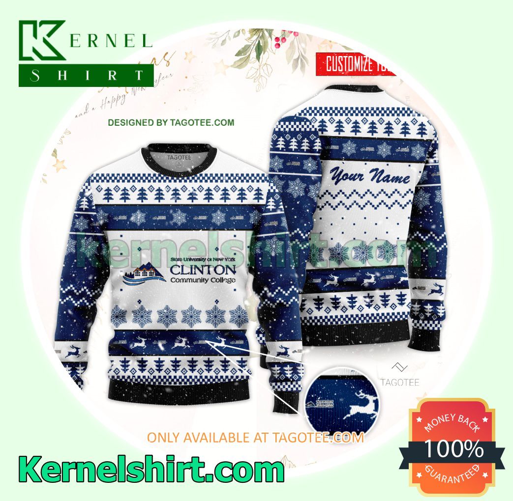 Clinton Community College Logo Xmas Knit Sweaters