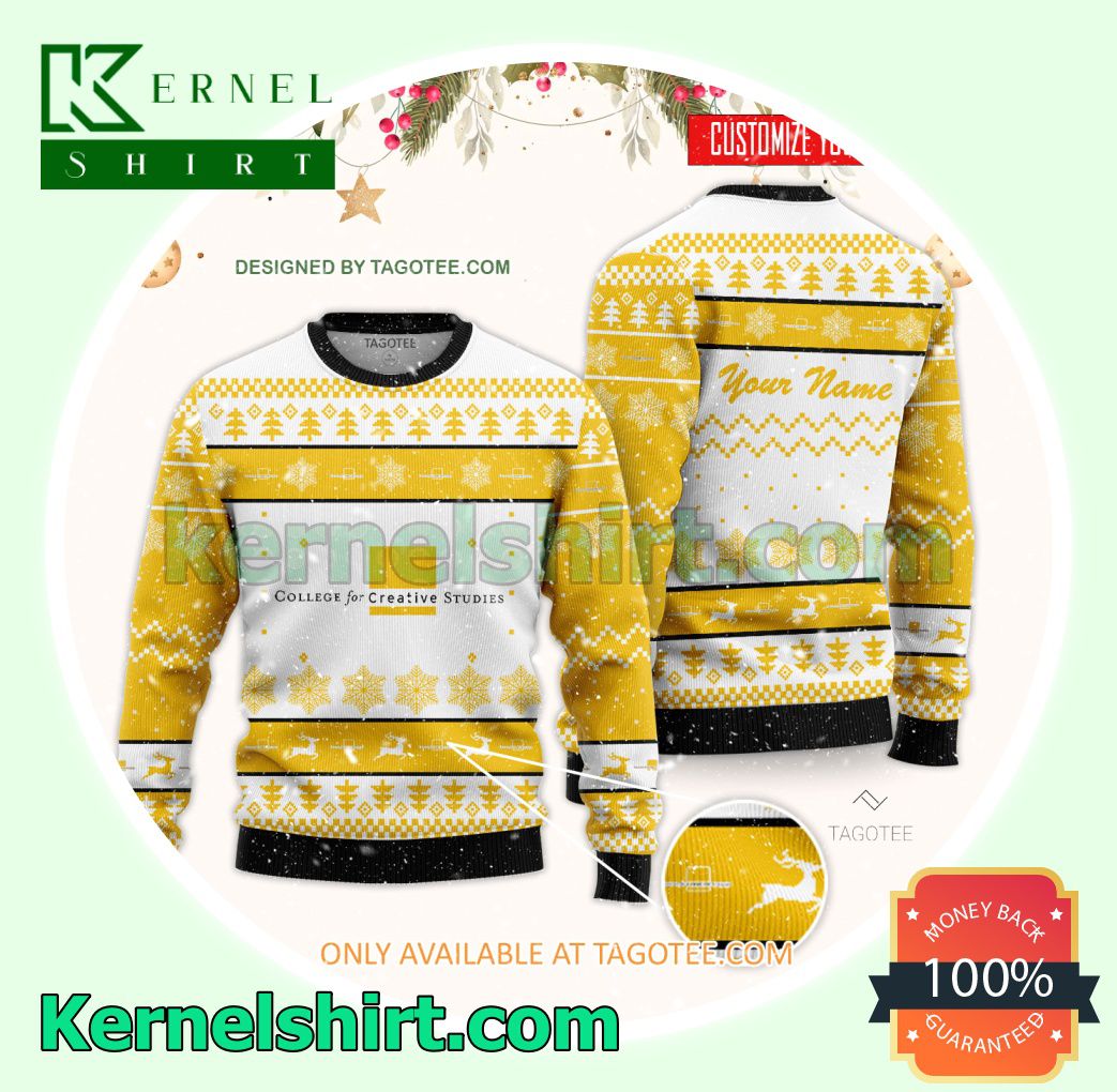 College for Creative Studies Logo Xmas Knit Sweaters