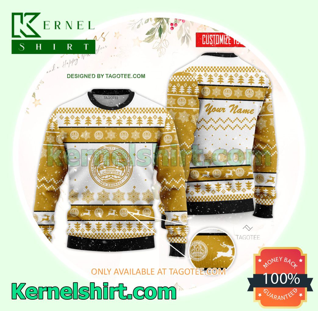 College of Mount Saint Vincent Logo Xmas Knit Sweaters