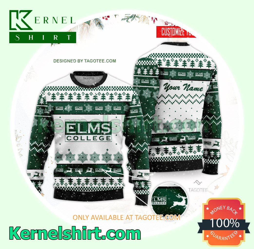 College of Our Lady of the Elms Logo Xmas Knit Sweaters