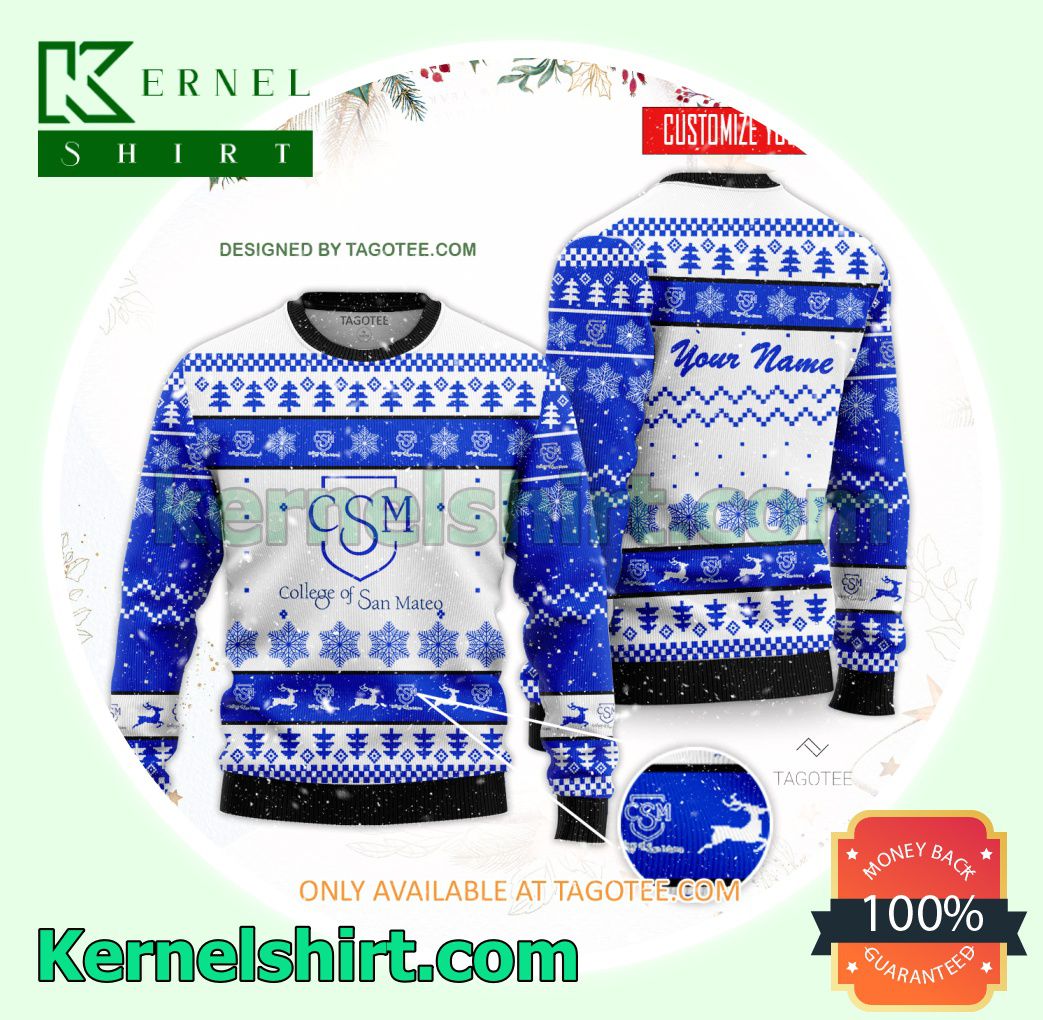 College of San Mateo Logo Xmas Knit Sweaters