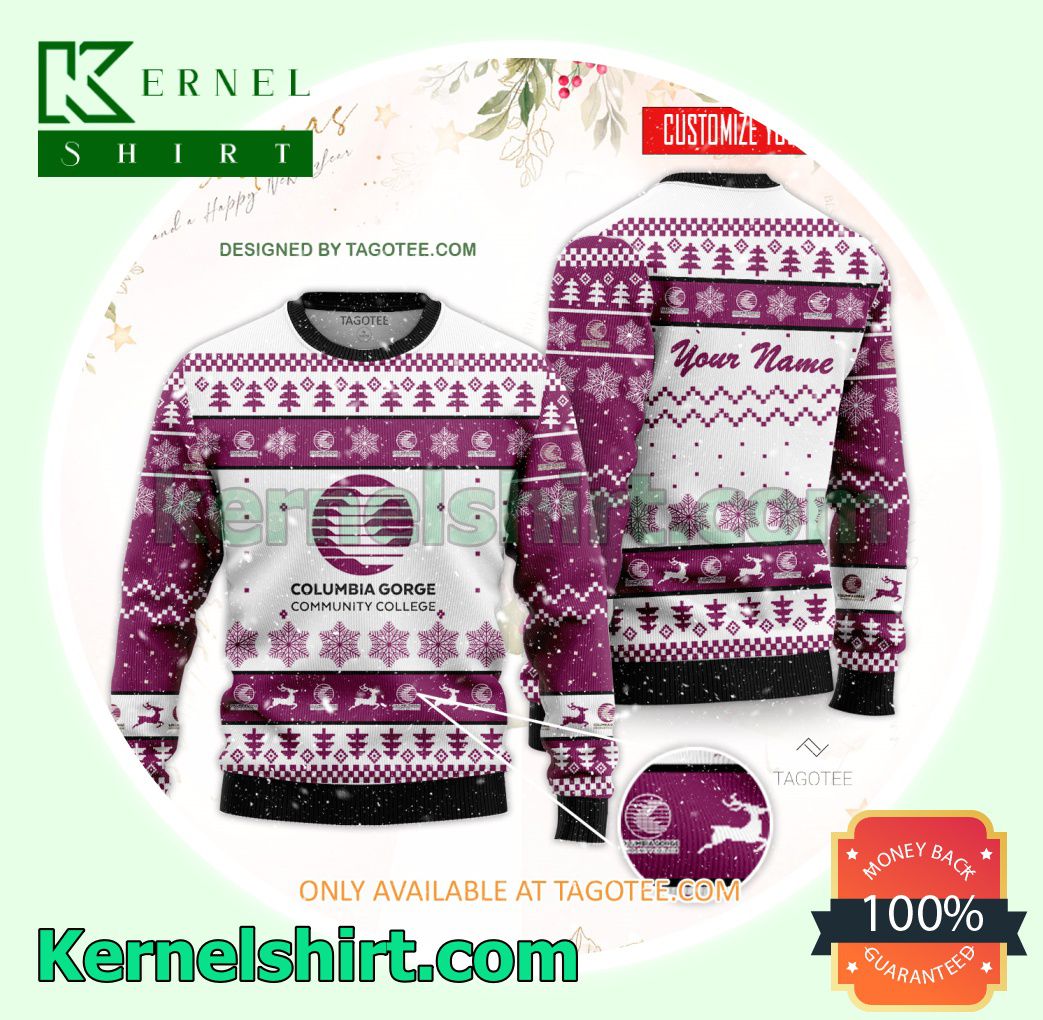 Columbia Gorge Community College Logo Xmas Knit Sweaters