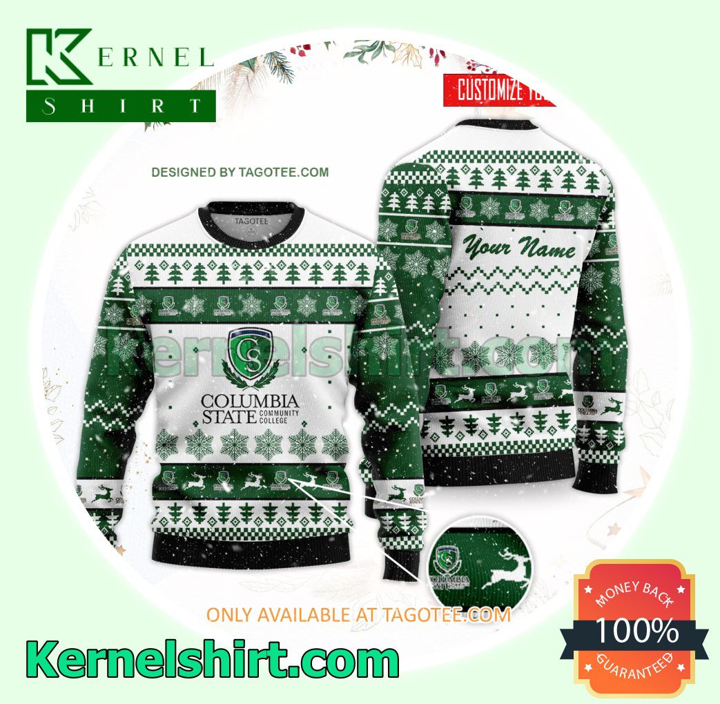 Columbia State Community College Logo Xmas Knit Sweaters