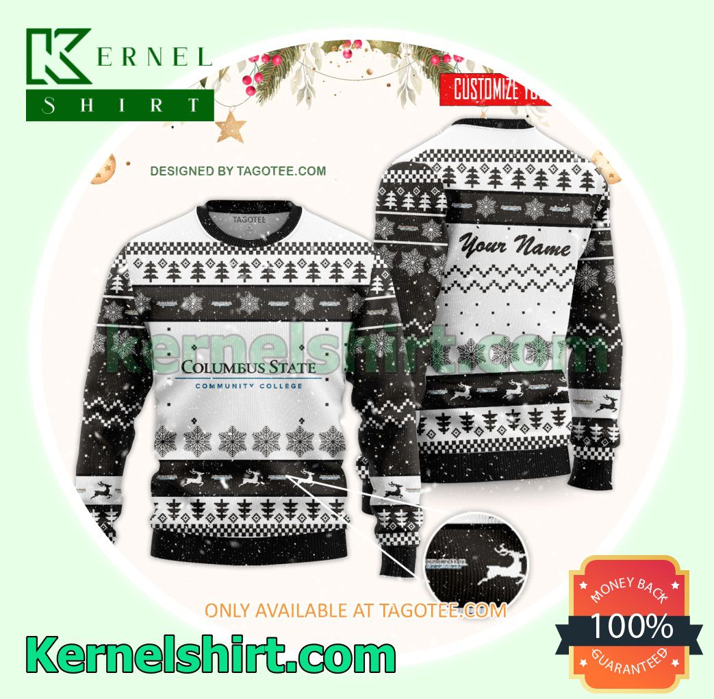 Columbus State Community College Logo Xmas Knit Sweaters