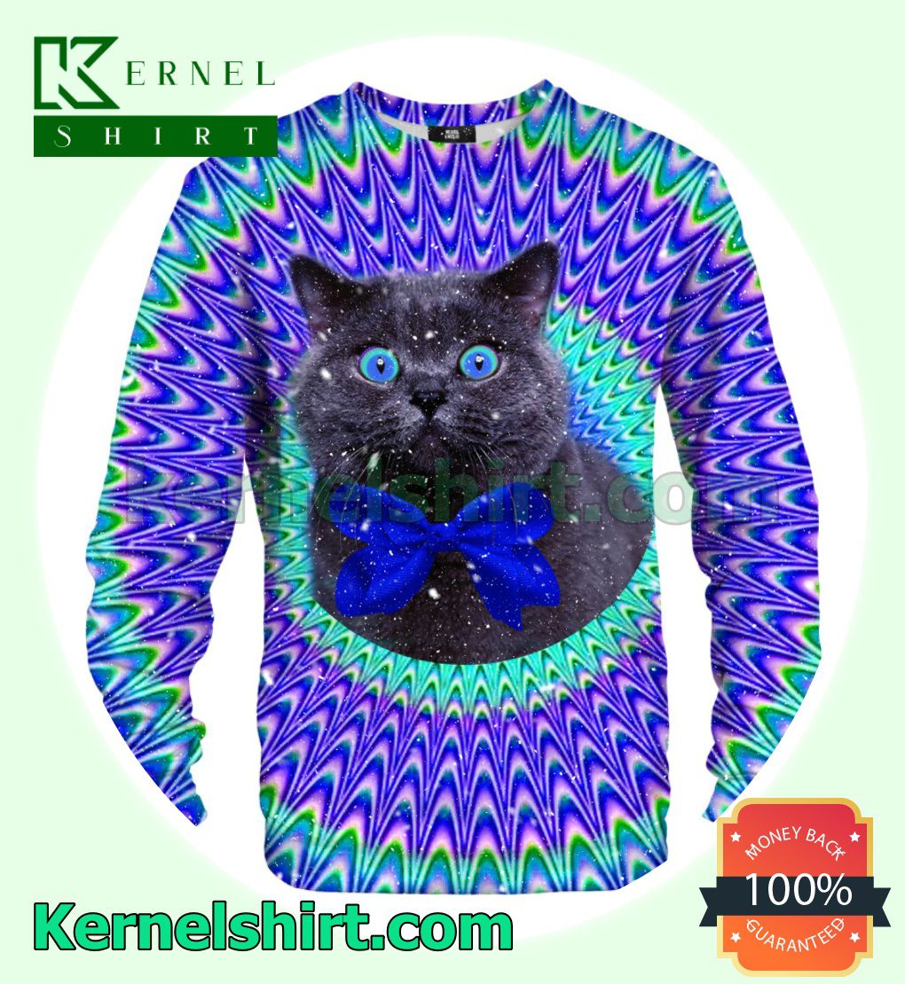 Crazy Cat Psychedelic Xmas Knitted Sweaters
