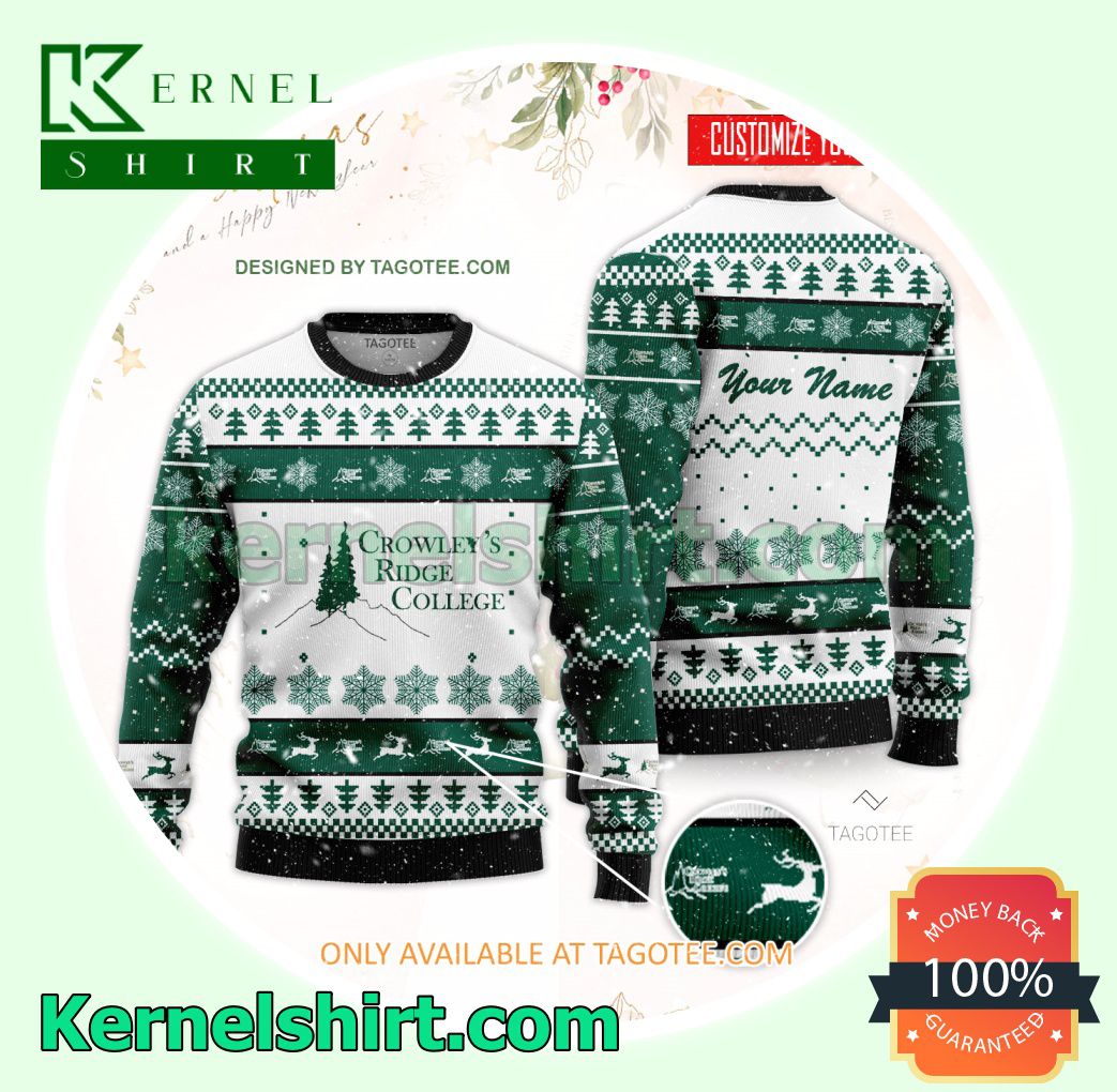 Crowley's Ridge College Logo Xmas Knit Sweaters