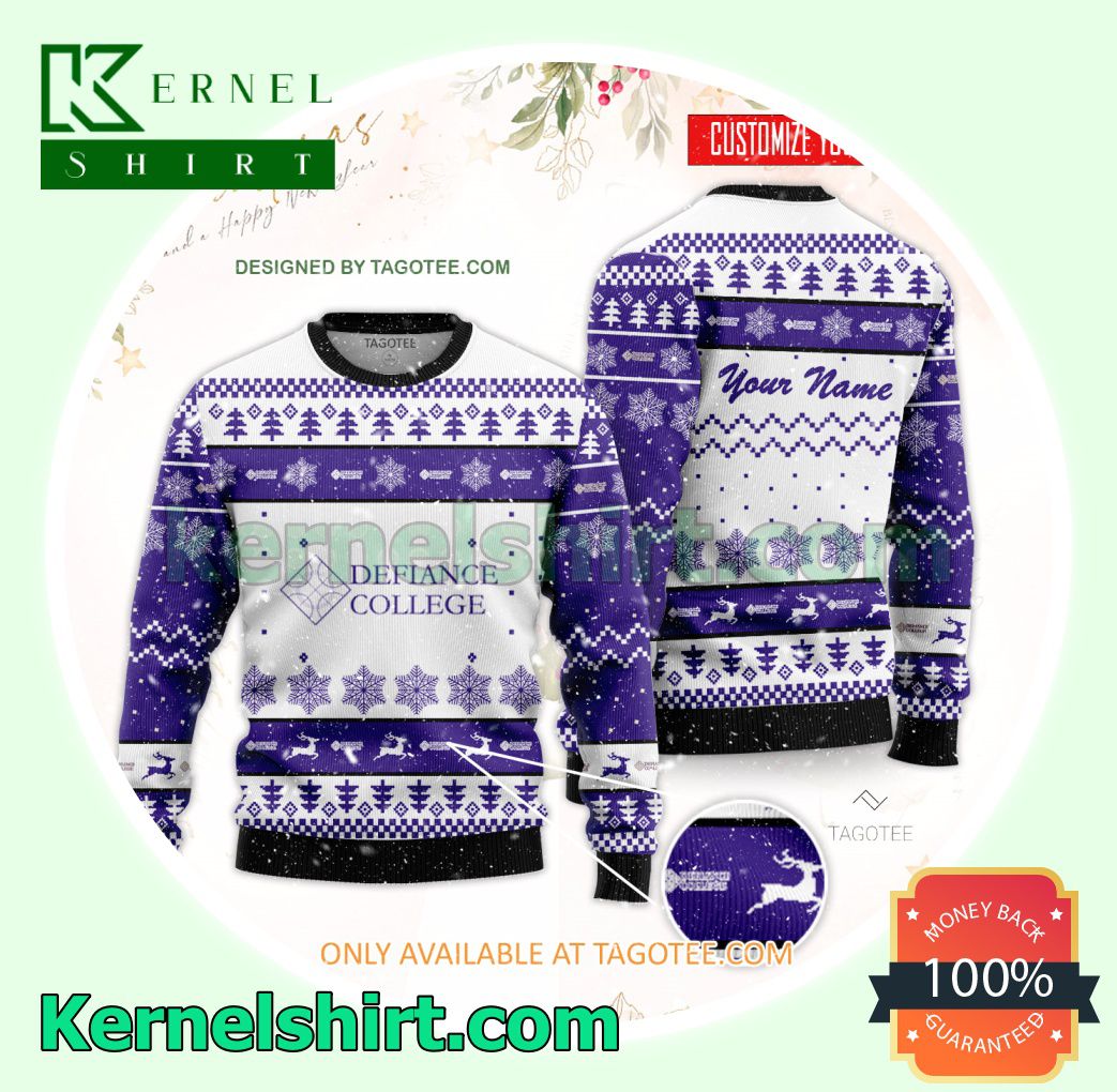 Defiance College Logo Xmas Knit Sweaters