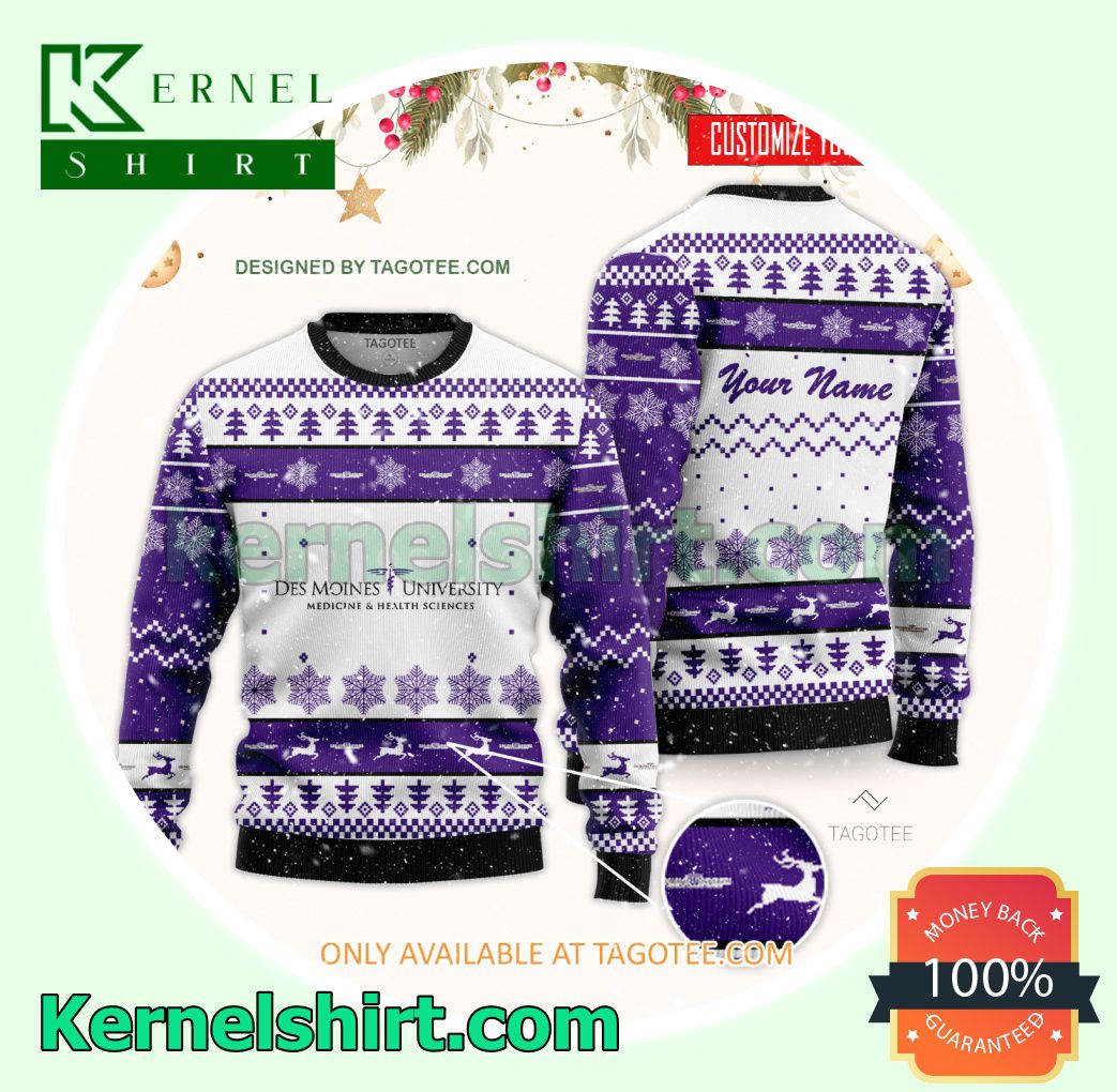 Des Moines University-Osteopathic Medical Center Logo Xmas Knit Sweaters