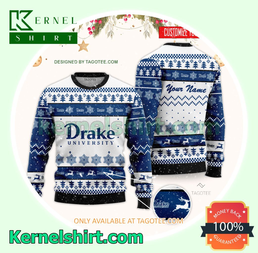Drake University Logo Xmas Knit Sweaters