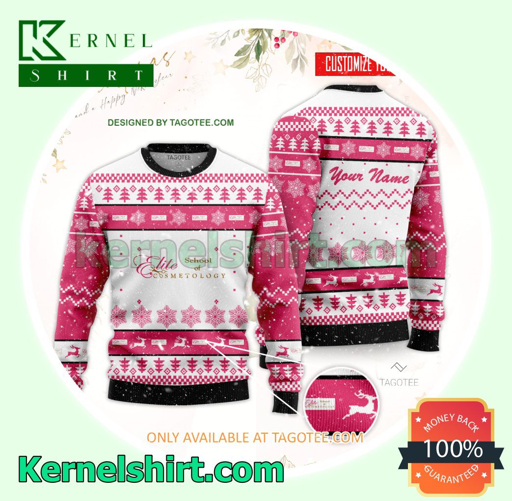 Elite School of Cosmetology Logo Xmas Knit Sweaters