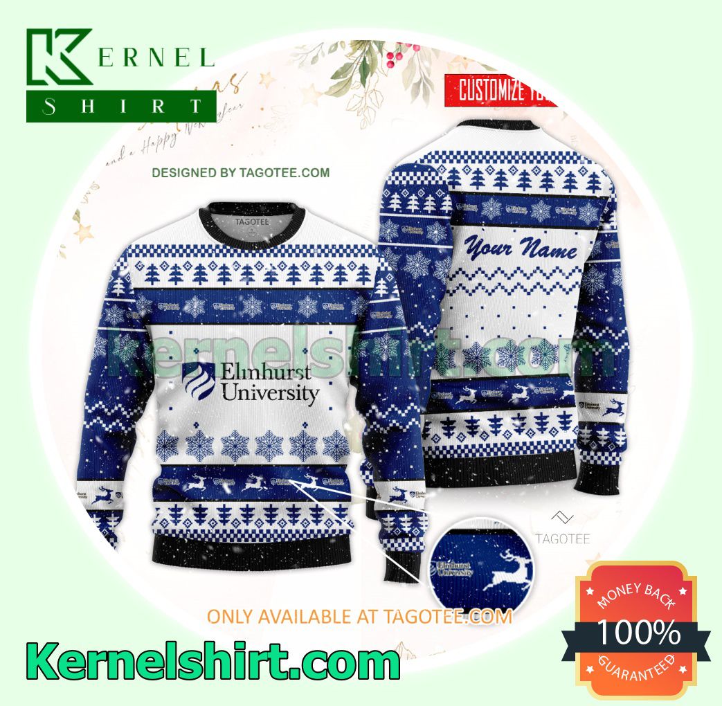 Elmhurst University Logo Xmas Knit Sweaters