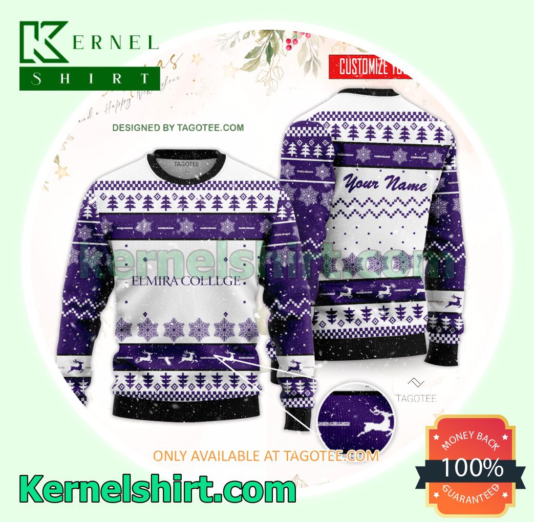 Elmira College Logo Xmas Knit Sweaters