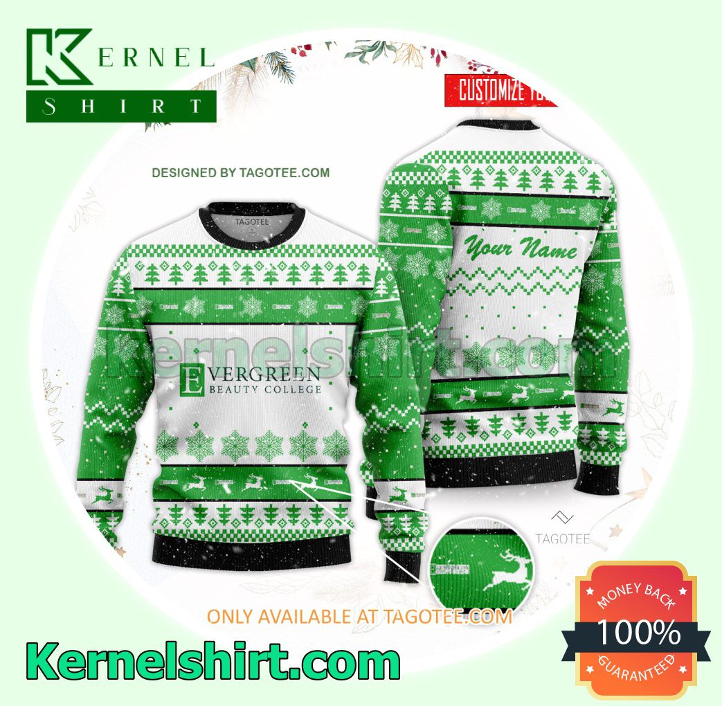 Evergreen Beauty and Barber College-Everett Logo Xmas Knit Sweaters