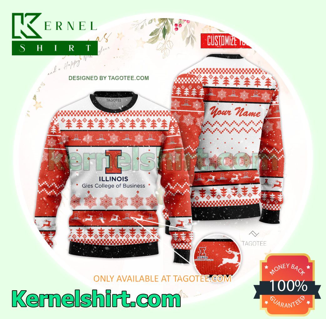 Gies College of Business - University of Illinois Logo Xmas Knit Sweaters