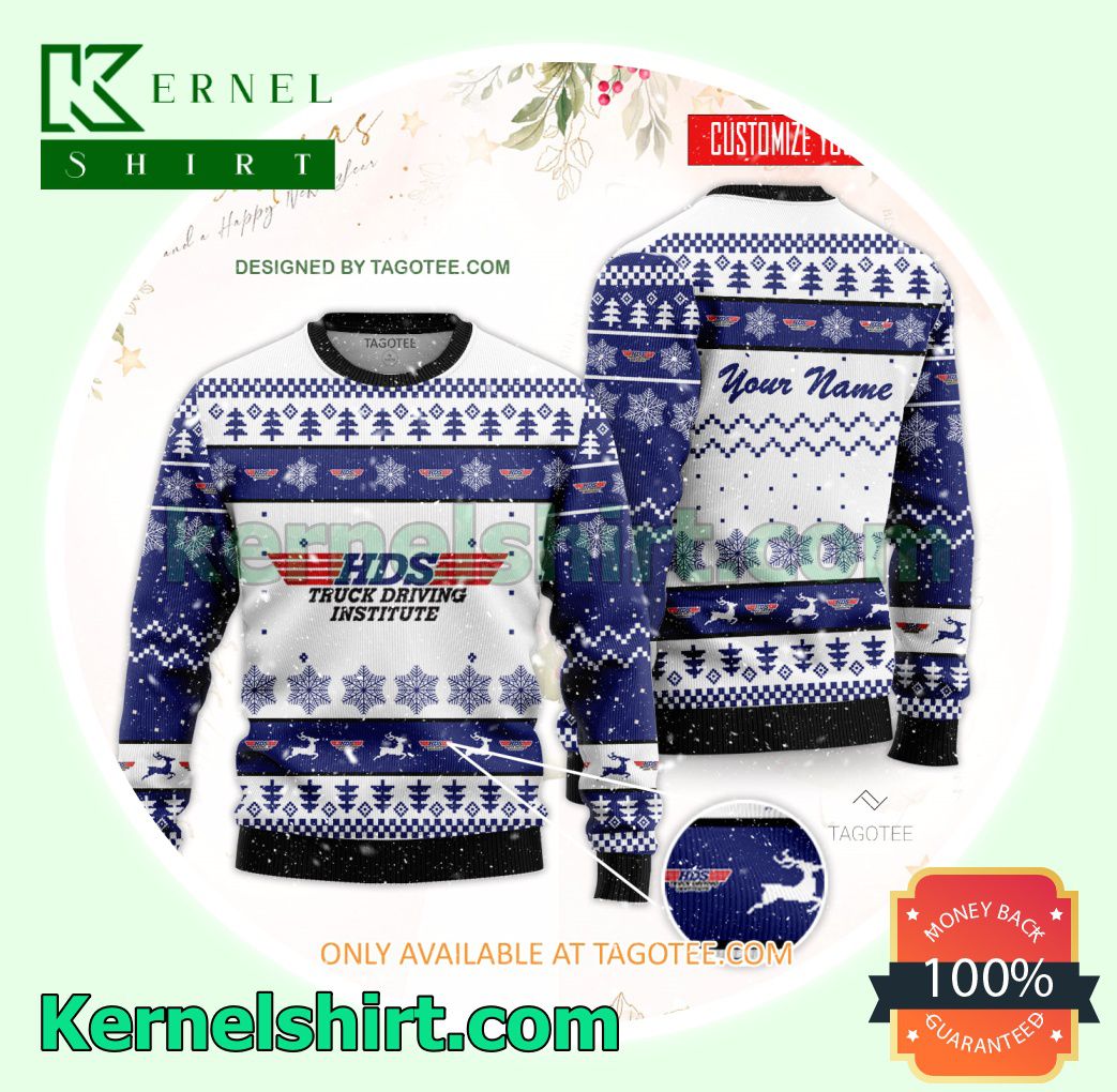 HDS Truck Driving Institute Logo Xmas Knit Sweaters