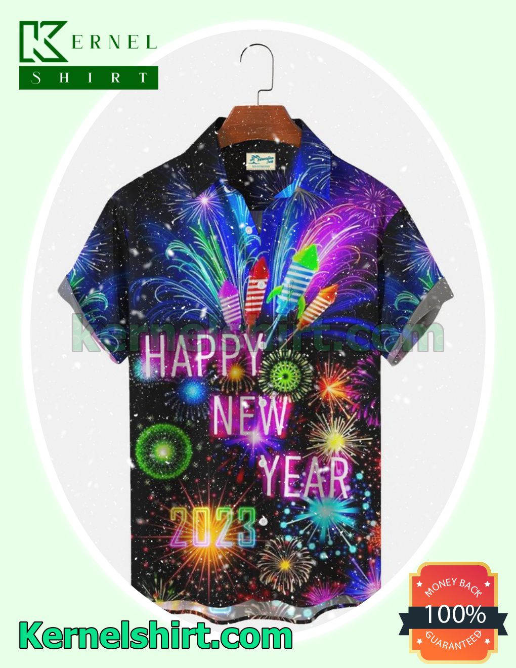 Happy New Year 2023 Firework Men Short Sleeve Shirt