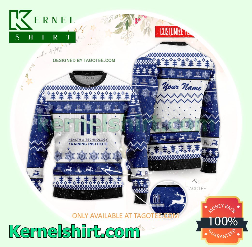 Health and Technology Training Institute Logo Xmas Knit Sweaters