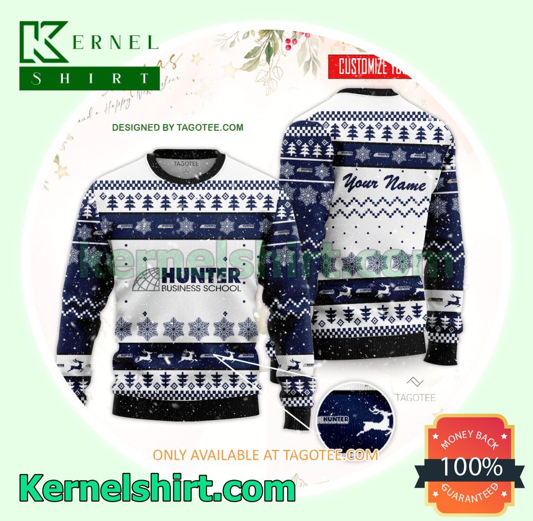 Hunter Business School Logo Xmas Knit Sweaters