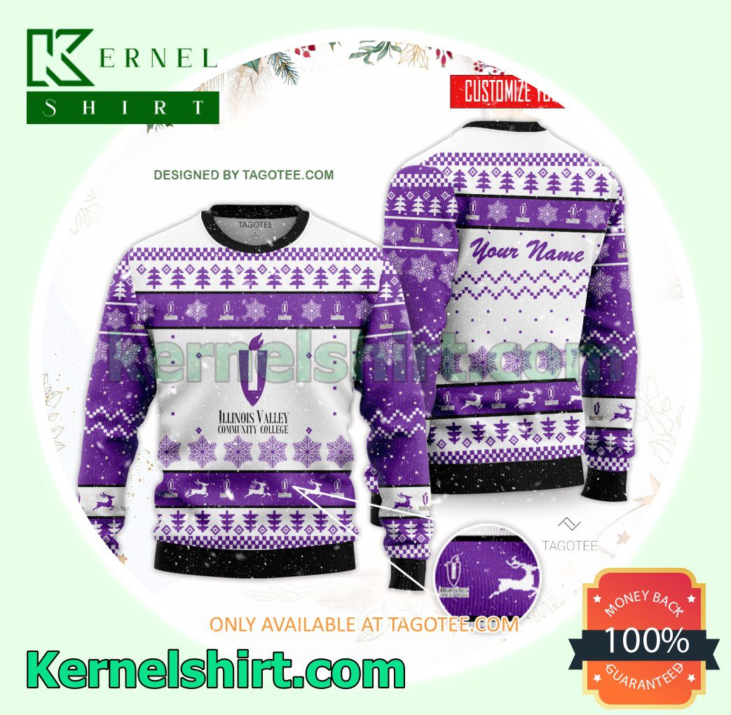 Illinois Valley Community College Logo Xmas Knit Sweaters