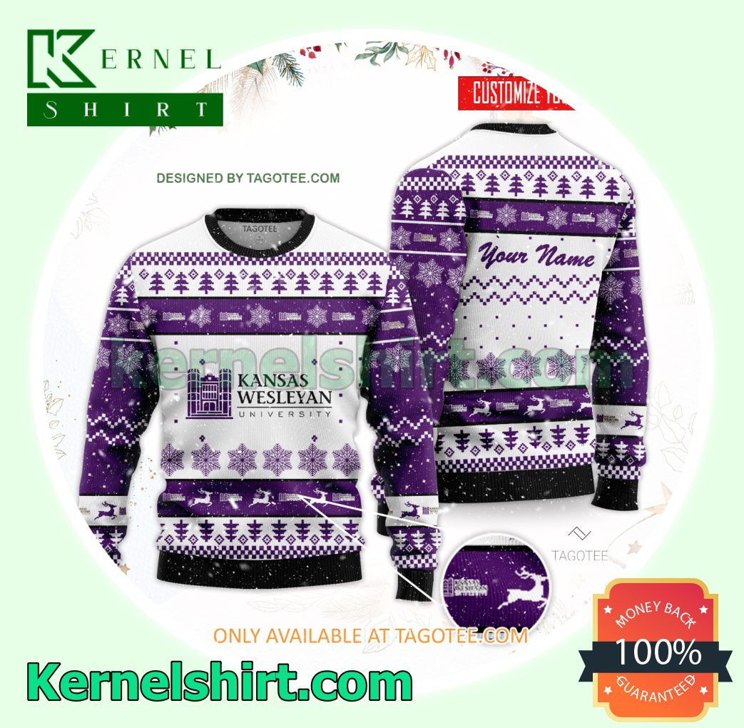 Kansas Wesleyan University Logo Xmas Knit Sweaters