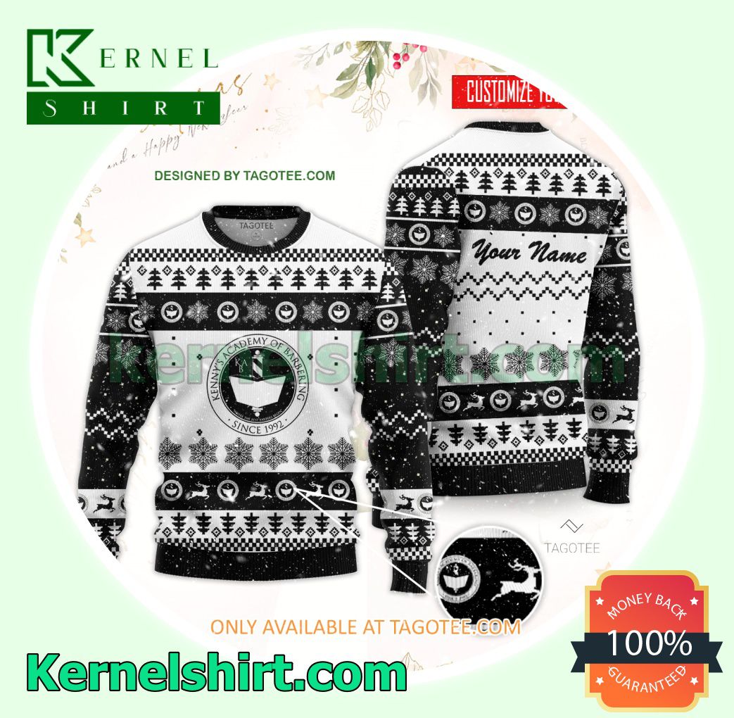 Kenny's Academy of Barbering Logo Xmas Knit Sweaters