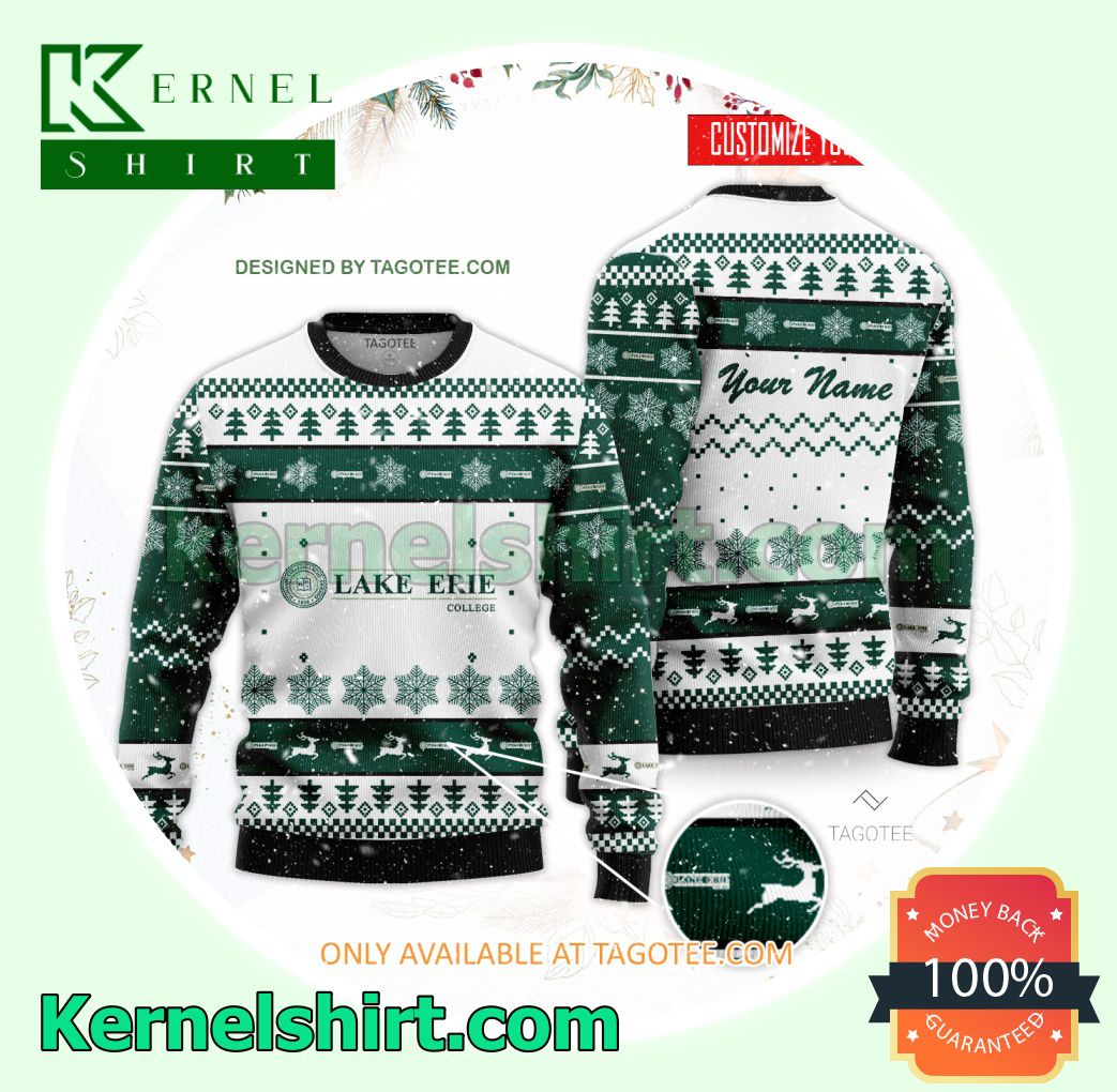 Lake Erie College Logo Xmas Knit Sweaters