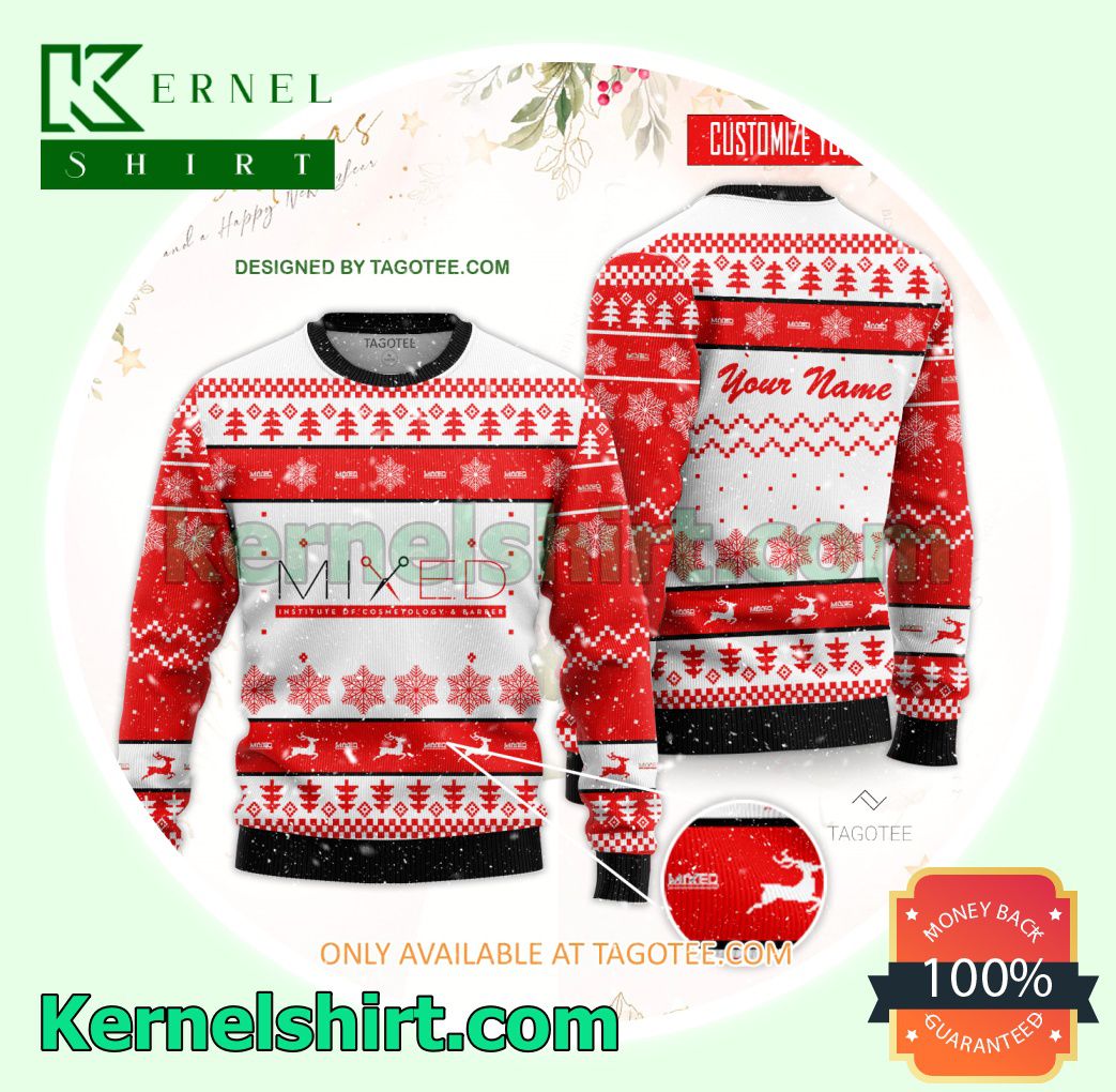 MIXED Institute of Cosmetology & Barber Logo Xmas Knit Sweaters