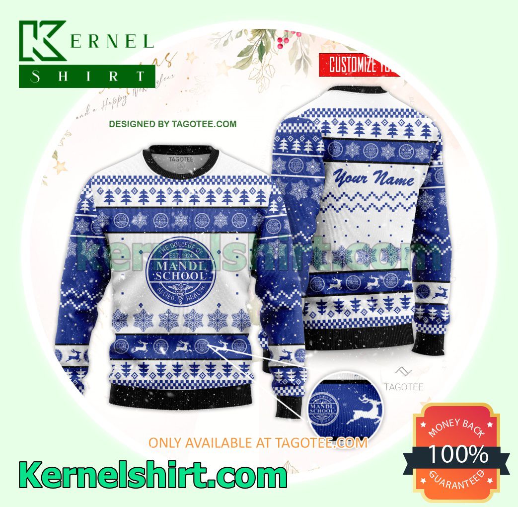 Mandl School-The College of Allied Health Logo Xmas Knit Sweaters